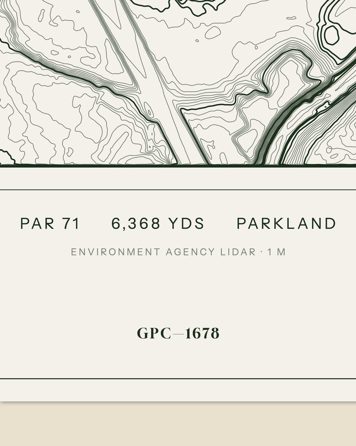 Withington topographic golf course print — data strip and edition mark — Gorwel Print Co