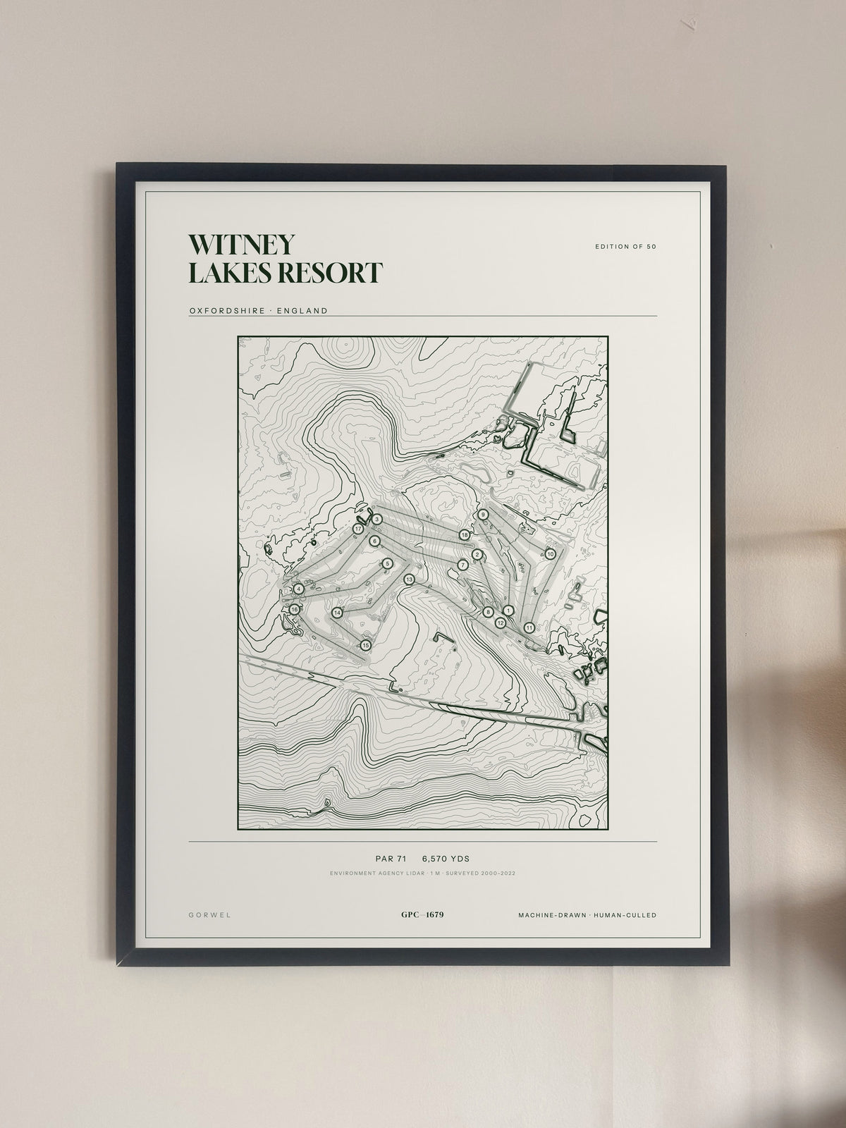 Witney Lakes Resort, Oxfordshire print, framed, on a wall