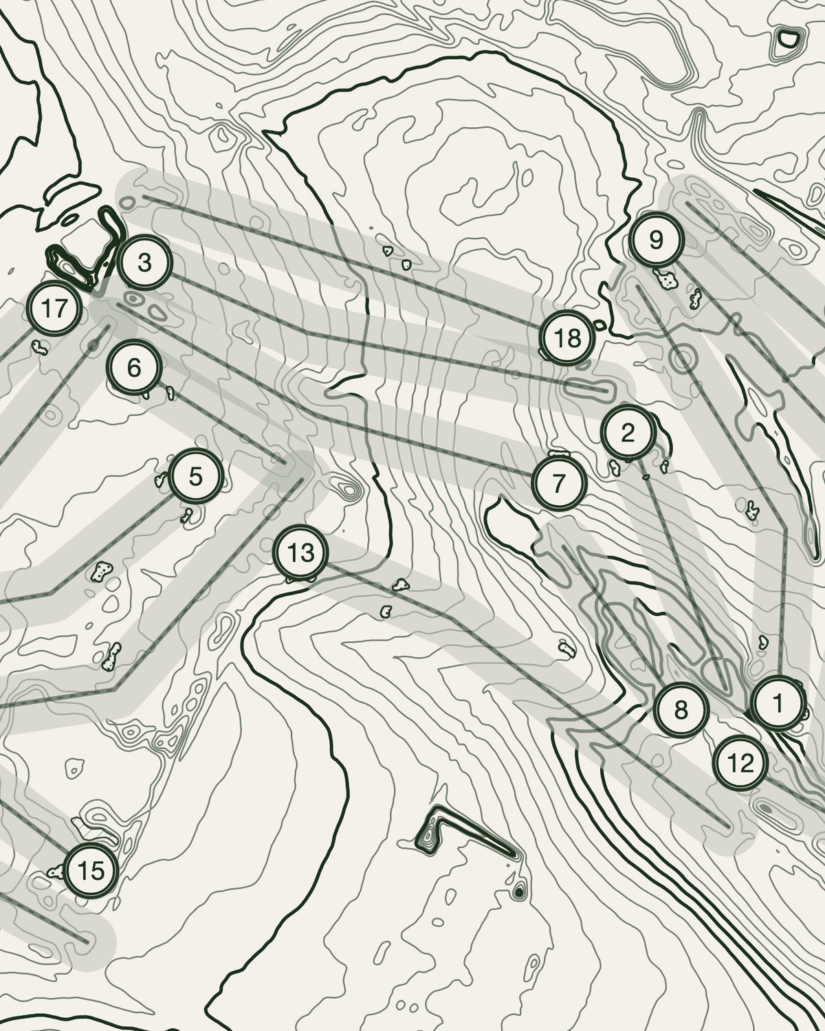 Witney Lakes Resort, Oxfordshire print, contour detail