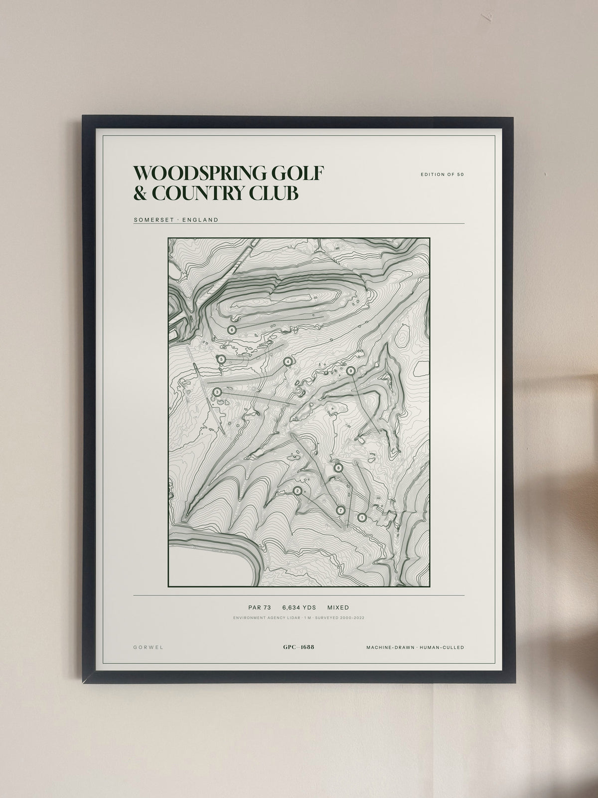 Woodspring Golf & Country Club, Somerset print, framed, on a wall