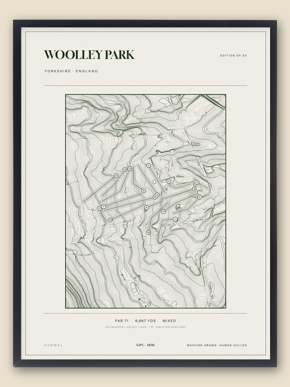 Woolley Park topographic golf course print — catalogue plate — Gorwel Print Co